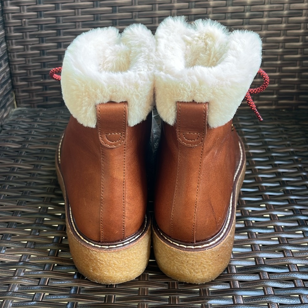 New J. Crew Leather Winter Wedge Boots - Size 8 - Picture 6 of 16
